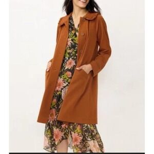 LC Lauren Conrad Burnt Orange Lightweight Button Up Twill Trench Coat